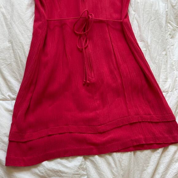 Vintage red layered mini dress button front size 6 rayon sundress picnic - Picture 8 of 8